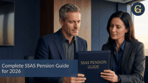 man and woman reading ssas pension guide